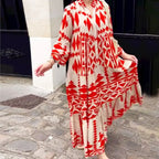 Long Sleeve Pleated Boho Dress