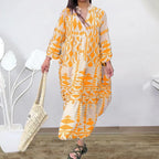Long Sleeve Pleated Boho Dress