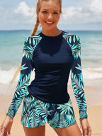 Long Sleeve Print Diving Suit Two Piece Set