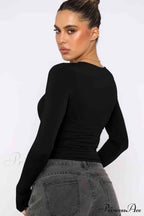 Long-Sleeve Round with Top Bodycon Neck
