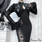 Long Sleeves Smock Vintage Black Lace Flare Sleeve Cosplay Cardigan