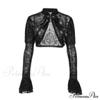 Long Sleeves Smock Vintage Black Lace Flare Sleeve Cosplay Cardigan