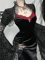 Long Strap Lace Patchwork Maxi Dress