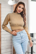 Long Sweater Round Cropped Arm with Neck