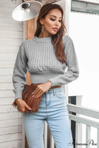 Long Sweater Round Cropped Arm with Neck