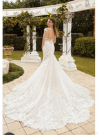 Long Train Lace Bridal Wedding Dress