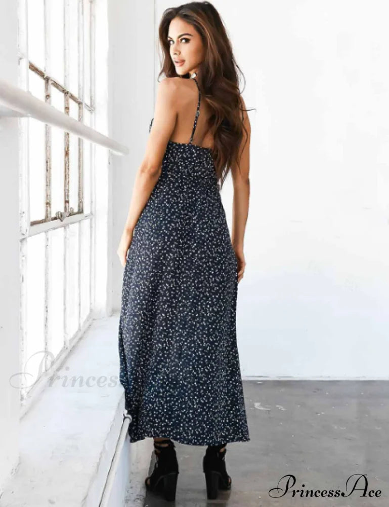 Floral Boho Spaghetti Strap Maxi Dress