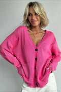 Loose Deep V Neck Knit Button Cardigan