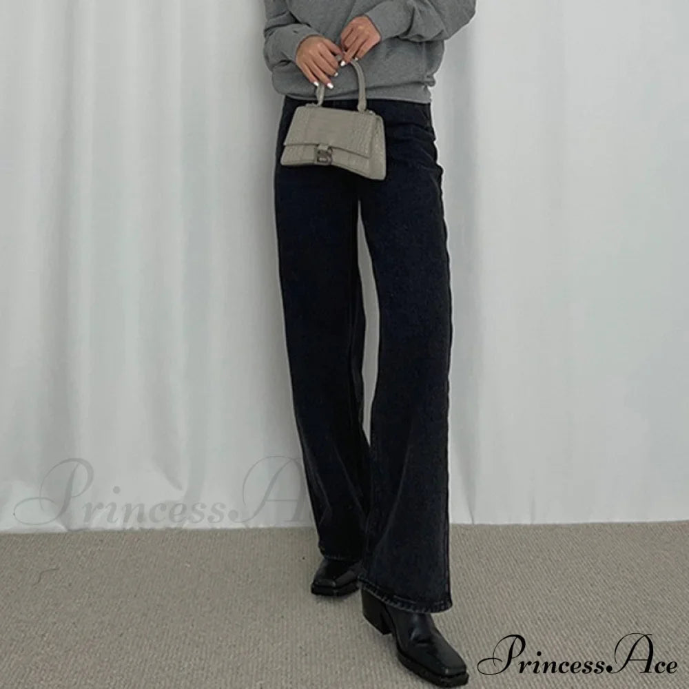 Loose High Waist Denim Straight Jeans