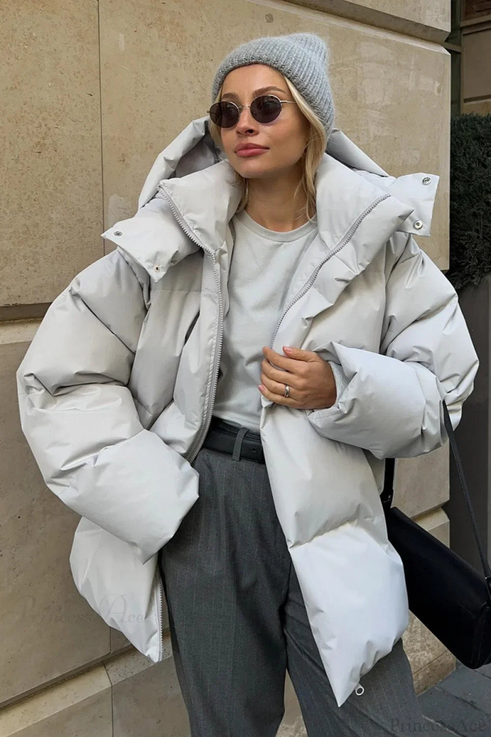 Loose Solid Minimalist Hooded Cotton Coat