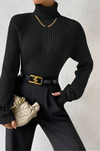Loose Turtleneck Raglan Sleeve Sweater