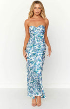 Guadalupe Elevated Printed Maxi Tube Dress with Knot Detail Premium Wardrobe Essential