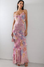 Wynan Floral Frill Sleeveless Maxi Dress