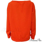 Love Tops Pullover for Patterned Off Slouchy Shoulder Sweatshirt Letter Women