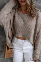 Low Dolman Slouchy High Gray Arm Sweater