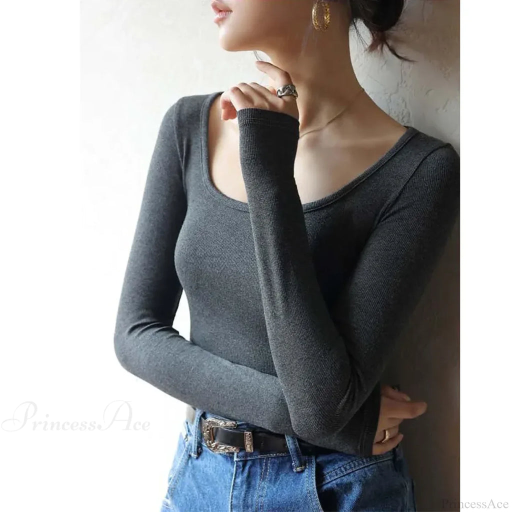 Low Neck Undercoat Slim Fit Sweater