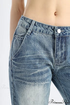 Low Rise Loose Bootcut Floor-Length Jeans