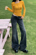 Low Rise Slim Stretchy Bamboo Print Flared Jeans