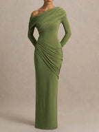 Lucille One Shoulder Ruched Maxi Dress