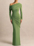 Lucille One Shoulder Ruched Maxi Dress