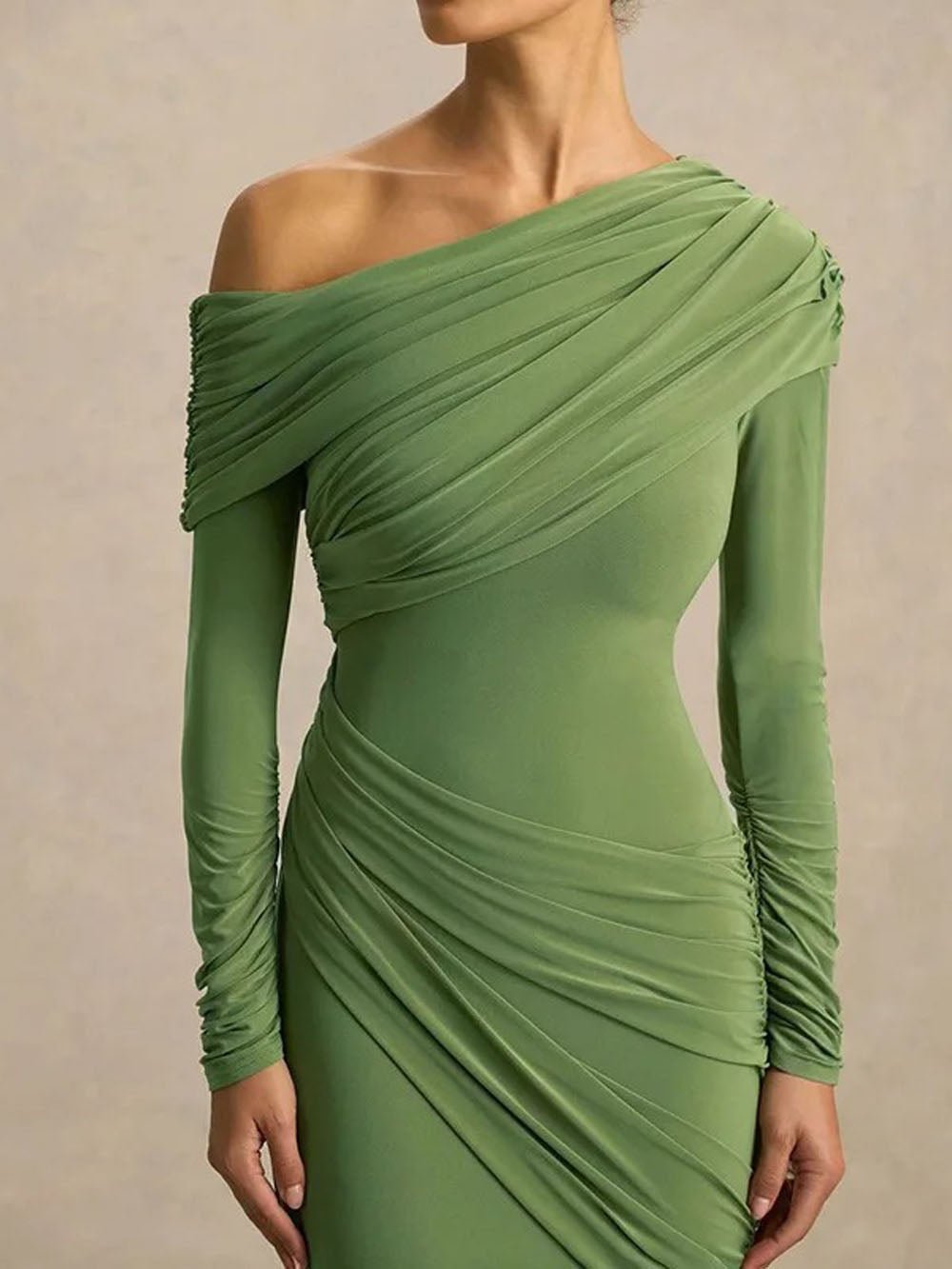 Lucille One Shoulder Ruched Maxi Dress