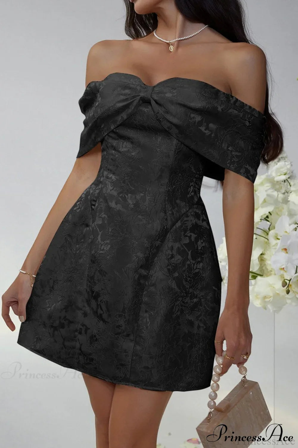 Luxury Ladylike Bow Embellished Strapless Party Dress