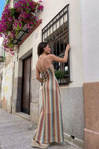 Hilda Statement Halterneck Maxi Dress Made of Crochet Fabric Designer Edit