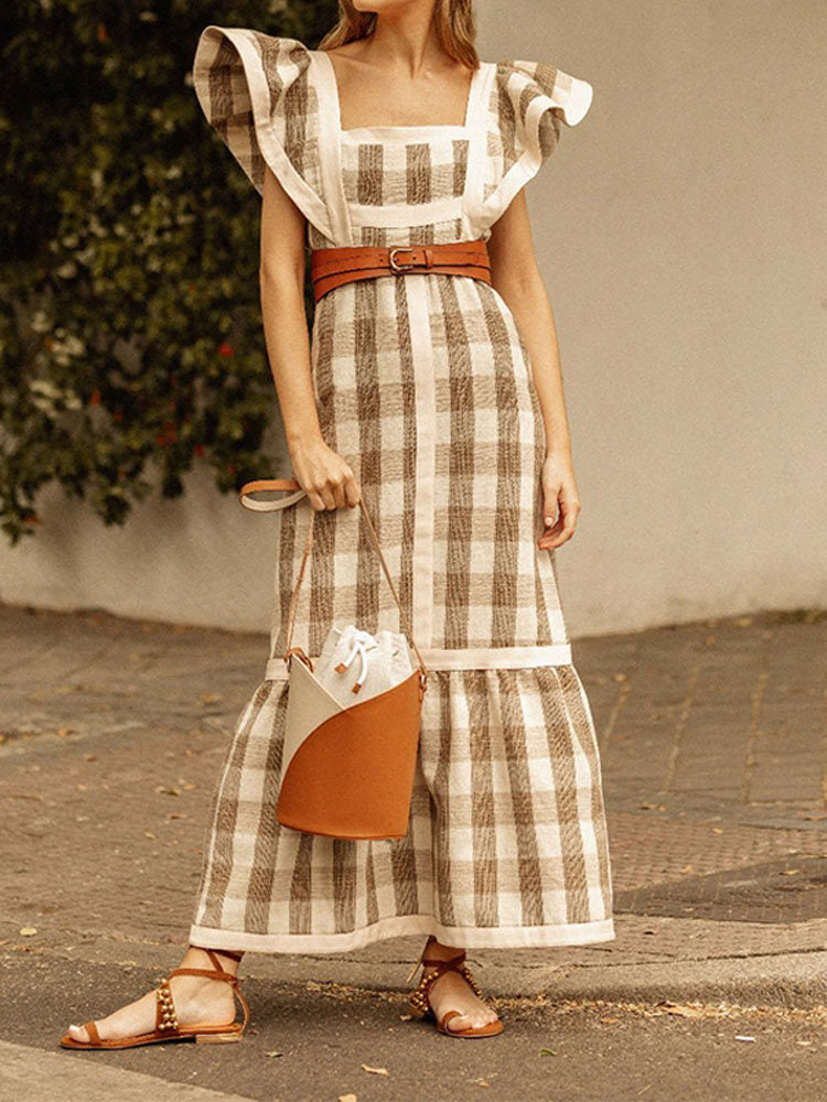 Alina Chic Checked Dress Elevated Occasion Wear