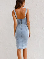 Sofía Premium Bodycon Midi Dress Made of Denim Party Wardrobe Essential