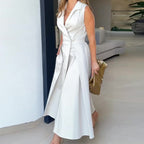 Mara Chic V Neck Midi Dress Silhouette Collection