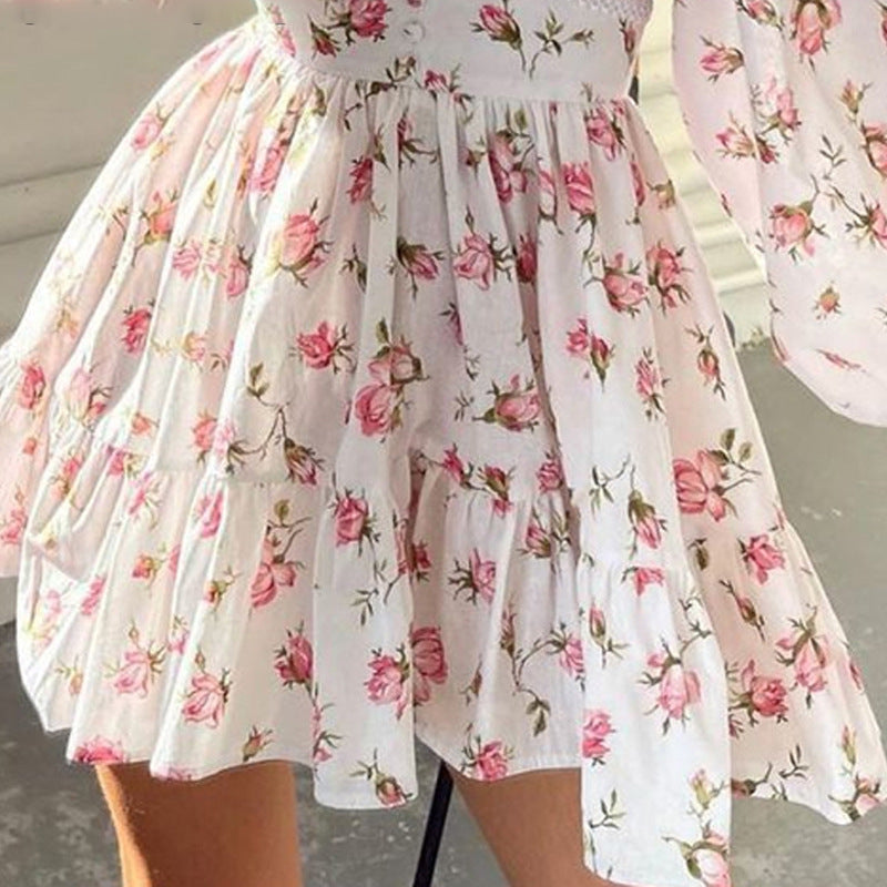 Emery Aesthetic Short Floral Dress with V Neck Designer Edit