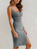 Luisa Premium Bodycon Midi Dress Made of Denim Party Elevated Occasion Wear