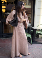 Luna Linen Two-Piece Set – Crop Top and Maxi Skirt Outfit