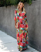 Juana Statement Summery, Loose Kimono Maxi Dress Chic Silhouette Collection