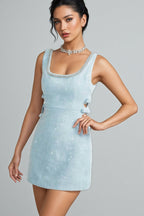 Haka Blue Tweed Sequin Mini Dress