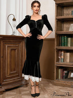 Margot Formal Stylish Ruffled Velvet Dress