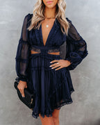 Marie Ruffle Tiered Cutout Dress Navy