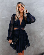 Marie Ruffle Tiered Cutout Dress Navy