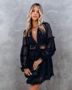 Marie Ruffle Tiered Cutout Dress Navy