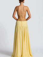 Marina Deep V Buckle Maxi Dress