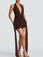 Marina Halter Draped Mini Dress