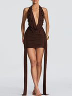 Marina Halter Draped Mini Dress