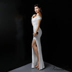 Marzia Formal Stylish Sequined Slit Dress