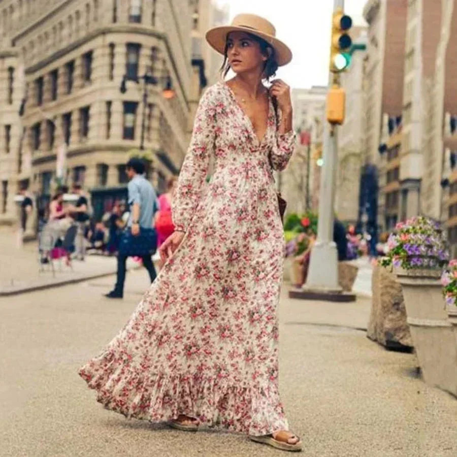 Verónica Statement Floral Maxi Style Dress Boutique Collection