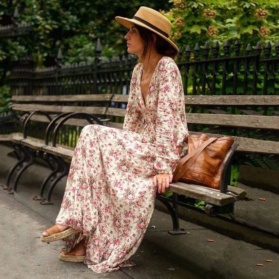 Avalon Effortless Ibiza Style Maxi Floral Dress Boutique Collection