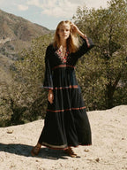 Carmen Timeless Black Boho Maxi Lace Dress Boutique Collection