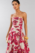 Imani Ruched Floral Cotton Maxi Dress