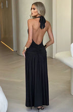 Bellisia - Backless Knot Slit Maxi Dress