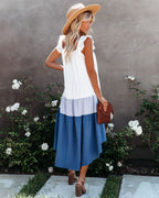 Melody Of Summer Pocketed High Low Tiered Midi Dress