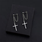 Men Rebellious Cross Stars Stainless Steel Earring